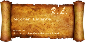Reicher Levente névjegykártya